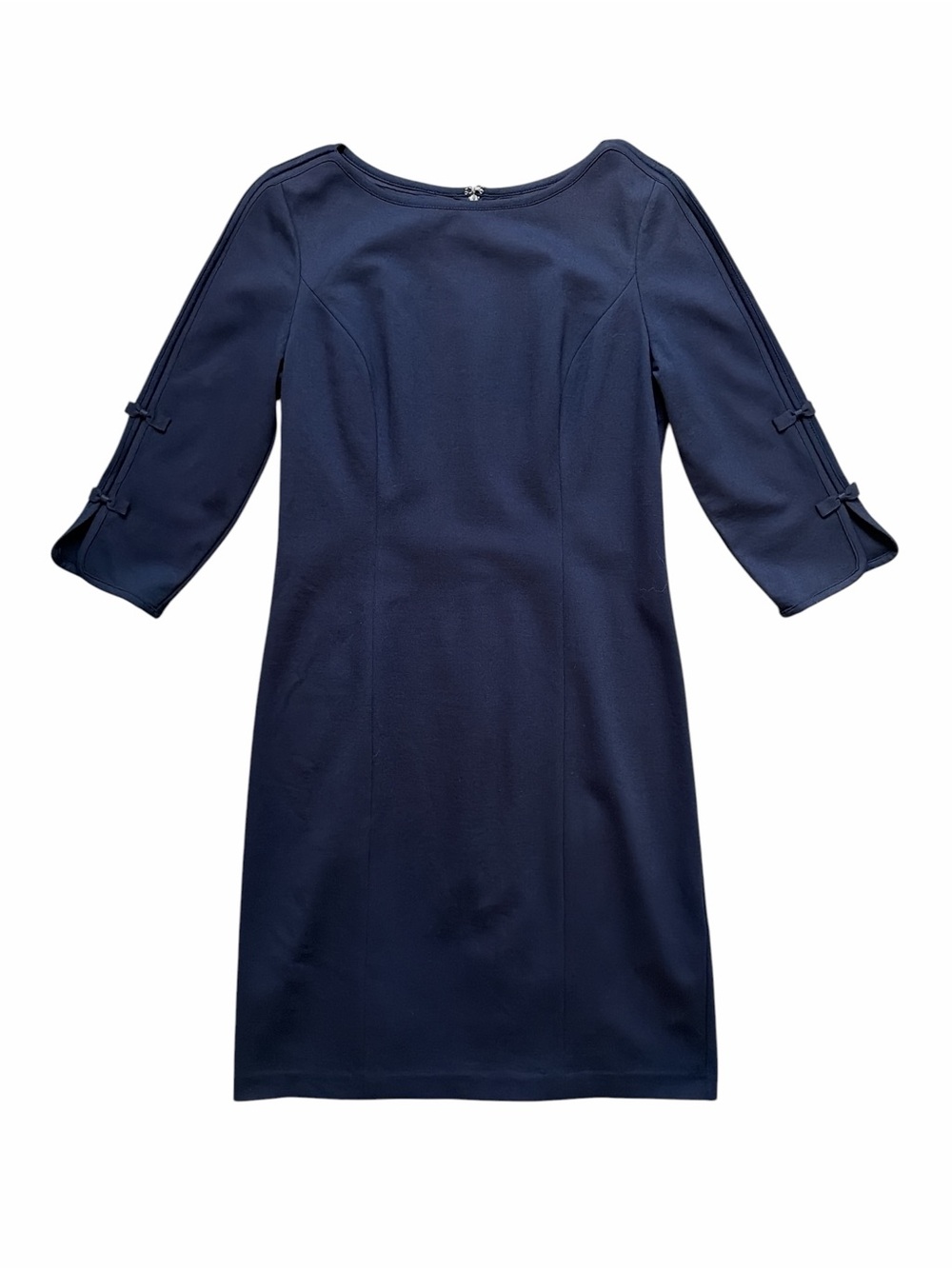 Talbots Navy Ponte Bow Sleeve Dress Size 6 - Picture 2 of 6